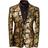 Cloudstyle Men's Dress Floral Suit Notched Lapel Slim Fit Stylish Blazer - Golden