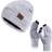 Nertpow Gloves Beanie Infitiny Scarf Set - Light Gray White