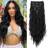Shein 16 Pcs Clips In Hair Extensions 7pcs Hairpieces Black Color 22 Inch Long Natural Wavy Wave Heat Fiber