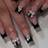 Shein Get Glamorous with Sweet Spicy Girl Stars Butterfly Streamer Black French edge fingernail with