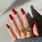 Shein 24pcs/set Short Coffin Shaped Red Glossy False Nails + 1pc Jelly Glue + 1pc Nail File