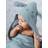 Vertbaudet Bath Cape Mitt Organic Cotton Gauze Blue Medium