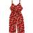 Kid's Leopard Wave Bowknot Romper - Red