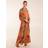 Blue Vanilla Abstract Pattern Maxi Dress ORANGE
