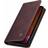 FoneFunShop Compatible With iPhone 13 Pro Wallet Case in Burgundy Handmade Leather Magnetic Folio Flip Durable with Kickstand and Cash Card Slots