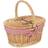 RED HAMPER Wicker Child's Lined Oval Lidded Picnic Basket