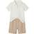 Vertbaudet Boy's Festive Polo Shirt & Shorts Set - White Stripes