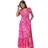 Roman Abstract Print Shirred Waist Maxi Dress Pink
