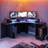 Recoil Quartz LED Corner Computer Gaming Desk- Black