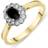 C. W. Sellors 18ct Gold Whitby Jet 0.16ct Diamond Milgrain Cluster Ring