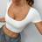 Shein Women's Summer Basic Slim Fit Seamless White Crop Tee