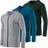 Real Essentials Mens Dry Fit Long Sleeve Full Zip Hoodie 3-pack - Green/Grey/Blue