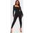 PrettyLittleThing Shape Black Contour Rib Square Neck Thumb Hole Jumpsuit, Black