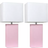 Elegant Designs Modern Leather Blush Pink/White Table Lamp 21" 2pcs
