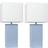 Elegant Designs Modern Leather Periwinkle Blue/White Table Lamp 21" 2pcs