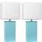 Elegant Designs Modern Leather Aqua Table Lamp 21" 2pcs