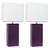 Elegant Designs Modern Leather Eggplant/White Table Lamp 21" 2pcs
