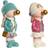 Home ESPRIT S3056636 Pink/Turquoise/Gold Figurine 20cm 2pcs