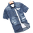 Shein Manfinity LEGND Men Ripped Frayed Denim Shirt Without Tee