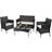 Bigzzia Black - 4 pcs Outdoor Lounge Set, 1 Table incl. 2 Chairs & 1 Sofas