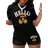 Shein Slayr Cartoon Bear & Letter Printed Casual T-Shirt And Shorts Set