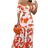 Shein Graphic Print Off Shoulder Cut Out Waist Ruffle Hem Dress