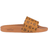 MCM Monogram Print Rubber Slides - Cognac