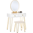 Homcom Round Mirror White Dressing Table 40x80cm