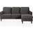 CosmoLiving by Cosmopolitan Velvet Corner Charcoal Grey Sofa 207cm 2pcs 3 Seater