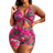 Shein Swim Lushore Summer Beach Plus Tropical Print Cut Out Tie Front One Piece Swimsuit