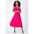 Roman Petite Shimmer Pleated Chiffon Midi Dress in Pink