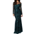 Goddiva Sequin Mesh Embroidered Maxi - Emerald Green