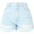 PrettyLittleThing Shape Ripped Denim Shorts - Bleach Wash