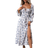 Shein VCAY Allover Floral Print Flounce Sleeve Knot Front Split Thigh Dress