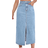 Shein EZwear High Waist Slit Denim Skirt - Light Wash
