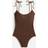 J.Crew Smocked tie-shoulder one-piece swimsuit - Dark Fudge