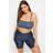 Yours Curve Shirred Blue Tile Bikini Top, Blue, 30-32, Women