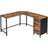 Vasagle L-Shaped Computer Rustic Brown/Black Writing Desk 75x150cm