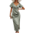 Shein VCAY Solid Sweetheart Neck Split Dress