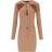 Elisabetta Franchi Knitted Dress with Twist Neck - Nude