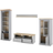 Claira Wall Unit Grey/Oak Glass Cabinet 71x201cm 4pcs