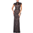 Goddiva Embroidered Sequin Beaded Cap Sleeve Maxi Dress - Black