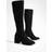 boohoo Faux Suede Low Block Pull On Knee High Boots - Black