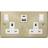 SE Home Satin Brushed Brass 2 Gang 13A Type A & C USB Twin Double Switched Plug Socket Gold