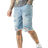 boohooMAN Tall Multi Rip Relaxed Fit Denim Shorts - Light Wash