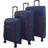 Infinity Leather Light Travel Suitcases Set of 3 - Navy
