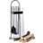 Relaxdays Stainless steel fireplace companion set, glass fire irons stand, 5-piece set