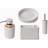 Textured 4 Pcs Dish, Toothbrush, Dispenser Toilet Brush Holder Set - White