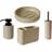 Textured 4 Pcs Dish, Toothbrush, Dispenser Toilet Brush Holder Set - Almond