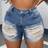 Shein Plus Sexy Blue Denim Shorts With Fringe And Ripped Design Elastic